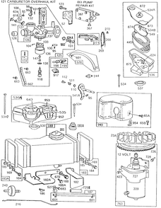 Carburetor And Fuel Tank Assembly Diagram and Parts List for 193707-0157-XX  Briggs and Stratton Engine